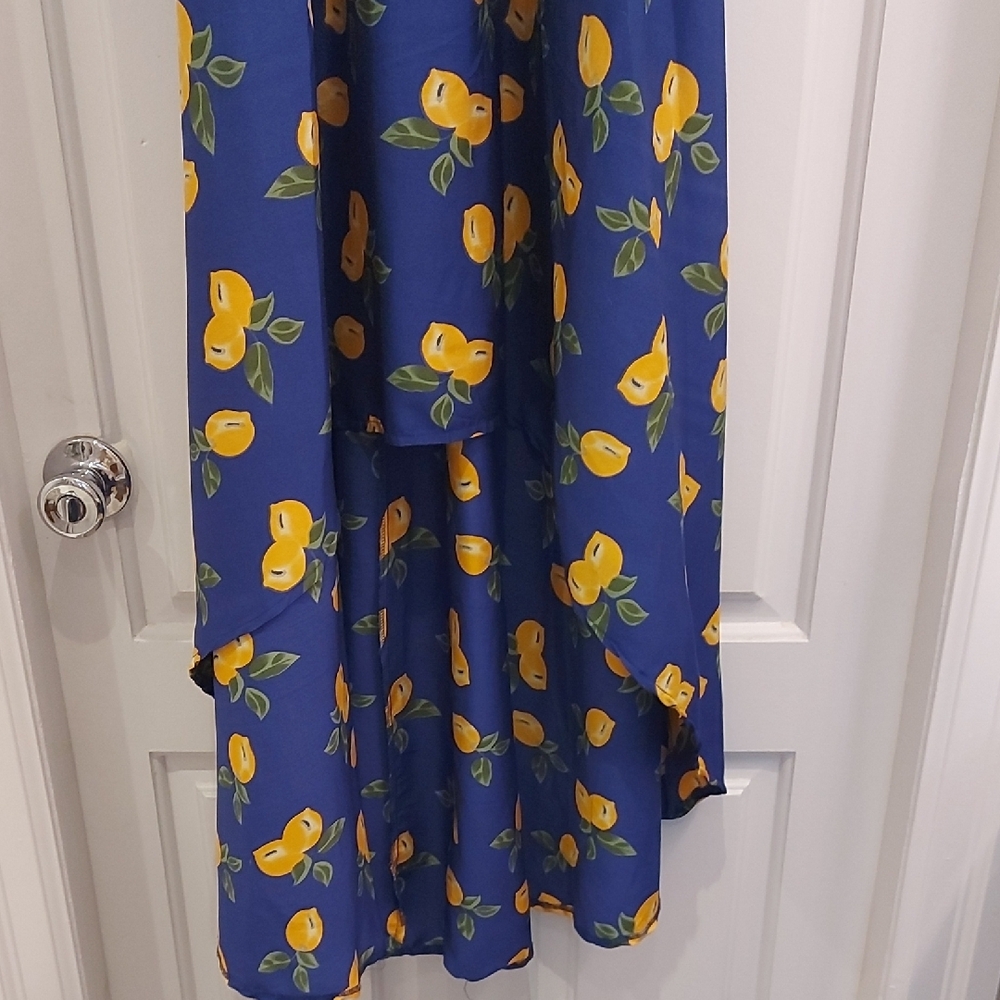 Ultra Pink Blue and Yellow High Low Dress - Picture 2 of 13